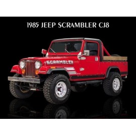 1985 Jeep CJ8 Scrambler in Red Metal Sign: 9x12" & Ships Free