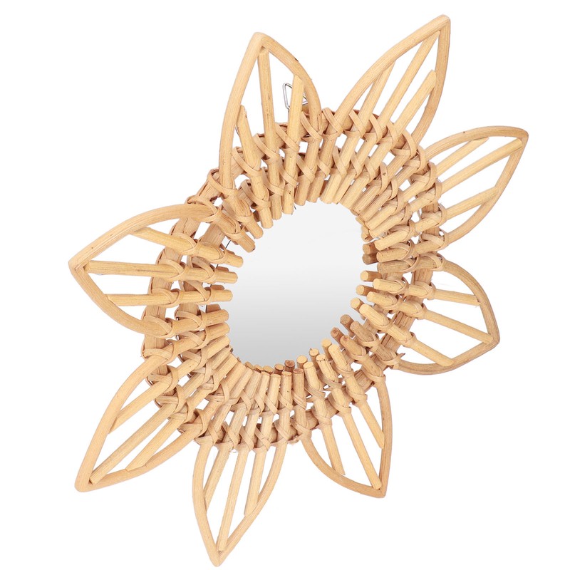Rattan Innovative Art Decoration Makeup Mirror Retro Dressing Bathroom Wall