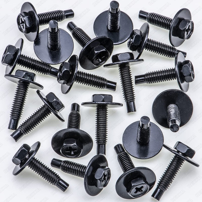 Rexka 20pcs M4.8 Hex Head Sems Body Bolt Screw for