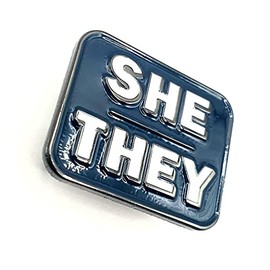 She/They Metal Enamel Pin Badge Blue Metal, Metal
