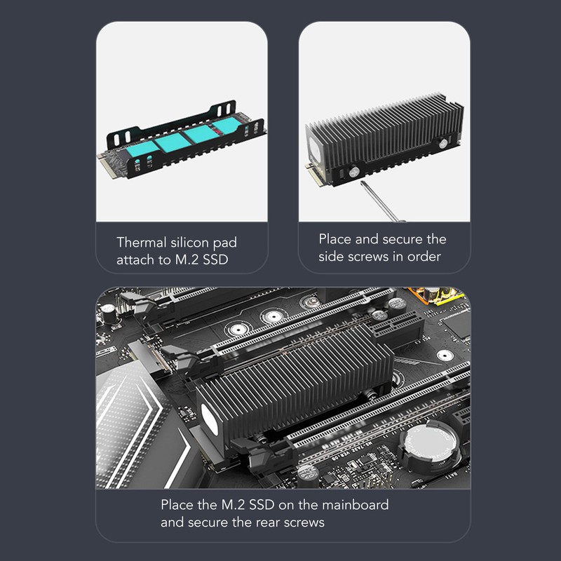 M.2 SSD Cooler 38 Cooling Fins Multi Channel Base Mg