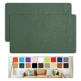 Deep Green Leather Repair Patch for Furniture, 8" x 12" Self Adhesive Vinyl Leather Repair Kit for Couches, Handbags, Jackets, Car Seat, 2 Pcs
