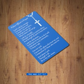 Tarjeta de oración de metal para oficiales de policía grabada, tarjeta de regalo de graduación grabada en una tarjeta de cartera de metal (3 piezas, azul V)