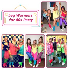 Junely Leg Warmers 80s Women Neon Leg Warmer Knit Legwarmers for Ballet Dance Figure Skating Ice Skating Boots Blue