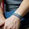 Handmade Natural Stone Beaded Healing Bracelet Gift for Men Adjustable Rope String Bracelet (Silvery Lava Rock, Adjustable)