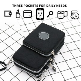 3 Layers Cell Phone Bag, Water-Resistant Nylon Crossbody Cell Phone Purse, Washable Mini Messenger Bag, Multifunction Phone Bag, One Shoulder Phone Waist Bag, Diagonal Cross Bag, Outdoor Bag