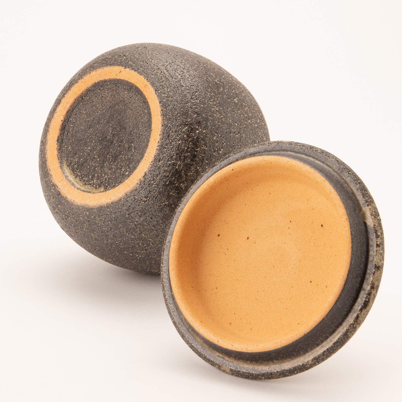 Marui Pottery MR-3-3532 Iga Ware Hechamon, 1 Piece, Black Persimmon