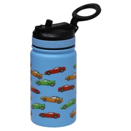 MIRA Botella de agua de acero inoxidable de 340 ml – Termo de metal mantiene el frío durante 24 horas, caliente durante 12 horas – boca ancha y doble pared aislada al vacío – Tapa de popote sin BPA – Racecar