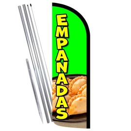 Empanadas Premium Windless Feather Flag Bundle (Complete Kit) OR Optional Replac - Flag Only