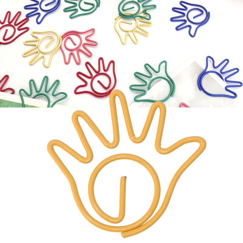100Pcs Paper Clip Metal Hand Shaped Design Rustproof Paperclip Decoration