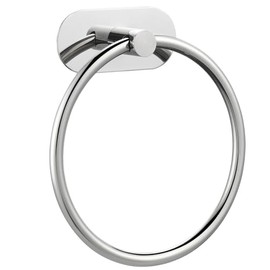 Self-Adhesive Towel Ring for Bathroom, No Drilling Stainless Steel Rustproof Hand Towel Holder, Wall Mounted Bathroom & Kitchen Towel Hanger with Strong Adhesive, Modern Bath Organizer Chrome