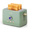2 Slice Toaster, Retro Bread Toaster with LED Display, Extra