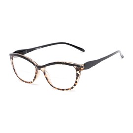 Readers.com Reading Glasses: The Ambrosia Bifocal Reader, Plastic Cat Eye Style for Women - Leopard and Black, 2.25