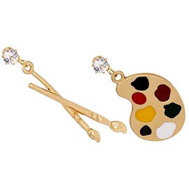 Baluue Vintage Artistic Pendant Earrings for Women Lightweight Dangle with Paint Brush and Palette Charms Unique Asymmetric Design for Art Teachers and Creative Style