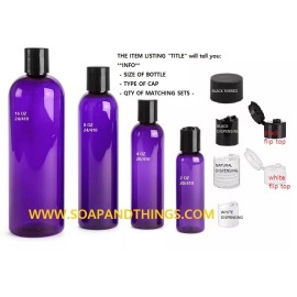 Unbranded 4 oz PURPLE Bullet Plastic Bottle -PET- 12 bottles & NATURAL DISC Lids free ship