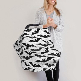 Black Bat Goth Baby Stuff Car Seat Cover for Baby Carseat Covers for Girl Boy Stretchy Soft Breathable Breastfeeding Infant Car Seat Canopy Carrier Cover