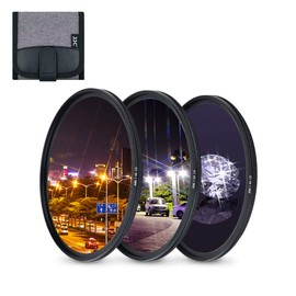 JJC 77mm Adjustable Star Filter Starburst Filter (4+6+8 Points/3 Pieces) with Protective Filter Pouch for Sparkling Starlight Photography Cross Screen Special Effect Lens Filters