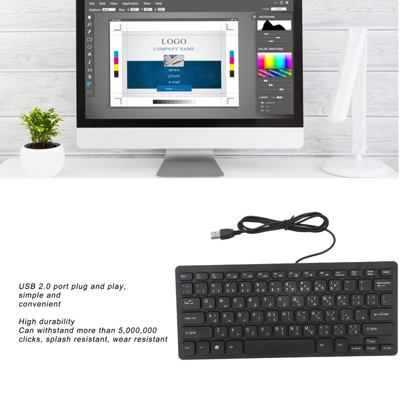 78 Key Ultra Slim Language Keyboard USB Wired Compact Keyboard
