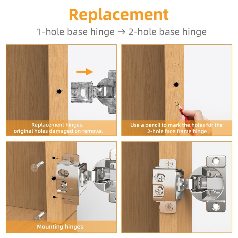 Chibery 10 Pack 1-1/4" Overlay 3D Soft Close Concealed Hinge,