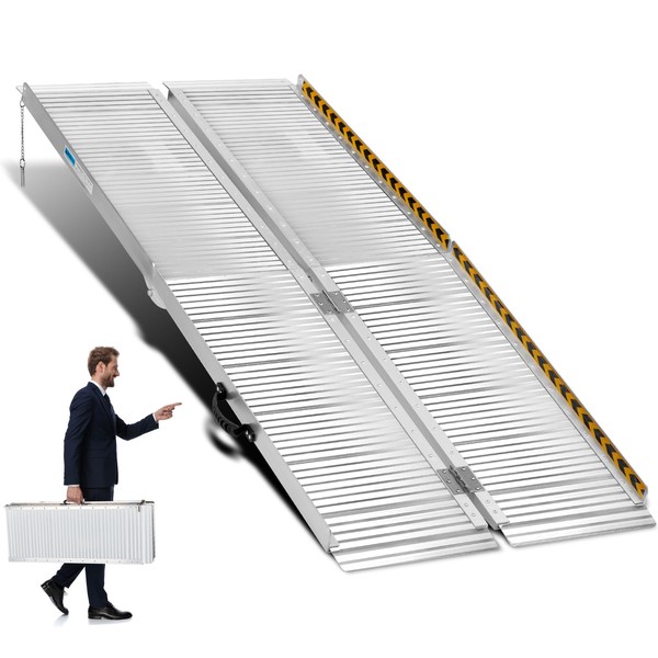 Portable Wheelchair Ramp for Home & Vehicles, Aluminum with Anti-Slip