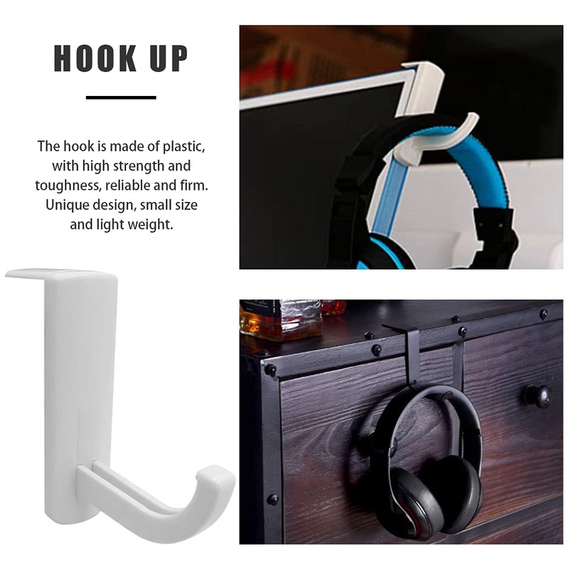 VizGiz 2 Pack Headphone Stand Hook Headset Holder Hanger Stick-on