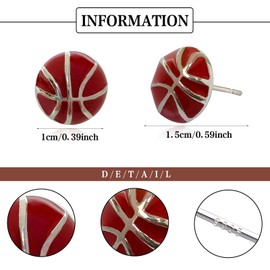 Basketball Stud Earrings Gift for Teen Girls, WGXIA Sterling Silver Sport Earrings Hypoallergenic Basketball Earrings Sports Earrings for Sport Lover Holiday Party Game Jewelry