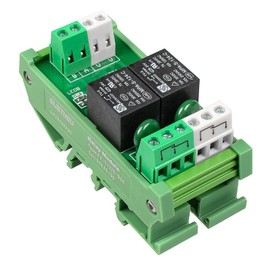 GUETNEU Relay Board, 2 Channel 1 SPDT DIN Rail Mount 24V DC/AC Interface Module (FY-T732C-D24)