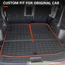 powoq Cargo Mat Compatible with 2022 2023 2024 2025 Mitsubishi Outlander 7-Seat Trunk Mat Backrest Mat Cargo Liner Replacement for 2022-2025 Mitsubishi Outlander Accessories(Trunk Mat+Backrest Mat)