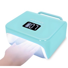 Cordless UV Nail Lamp 220W, Professional LED Nail Lamp with 48 Beads & Touch Display, Rechargeable UV Light for Gel Nails Built-in 3-Timer Modes & Auto Sensor, Fast Curing Nail Dryer (Blue)