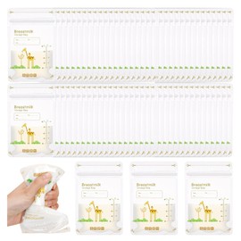 90 Pcs Breast Milk Storage Bags with Zipper Seal,Giraffe Breast Milk No Leak Use Pouches Breastmilk Storage Bags for Feeding Fridge Or Freezer,Hospital Bag Maternity Articles
