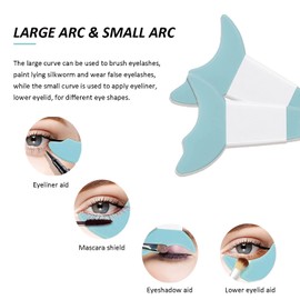 Deacocal Eyeliner Stencils 4Pcs Reusable Silicone Eyeliner Aid Mascara Shield Eyeliner Eyelash Eyeshadow Lipstick Applicator Guide Tool Multifunctional Eye Makeup Tool Easy to Use (Blue)