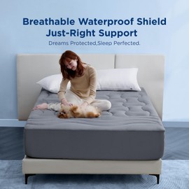 Bedsure Queen Waterproof Mattress Pad - Thick Quilted Fitted Mattress Protector with 8-21" Deep Pocket, Soft Mattress Topper for Queen Size Bed, Breathable Mattress Cover Padded, 60x80 Inches, Grey