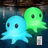 Qoolife Solar Pool Lights, Inflatable Lights Remote Control, Octopus Floating Pool Lights, 16 WRGB Lights, 4 Modes, IP68 Waterproof, Premium Quality, Outdoor Decor Pool, Garden, Party Path, Pack of 2