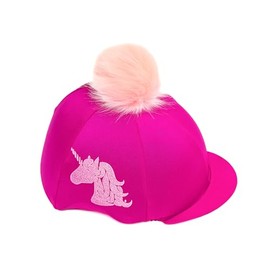 Luvponies.com Pretty Pink Glitter Unicorn Design Riding Hat Silk for Girls