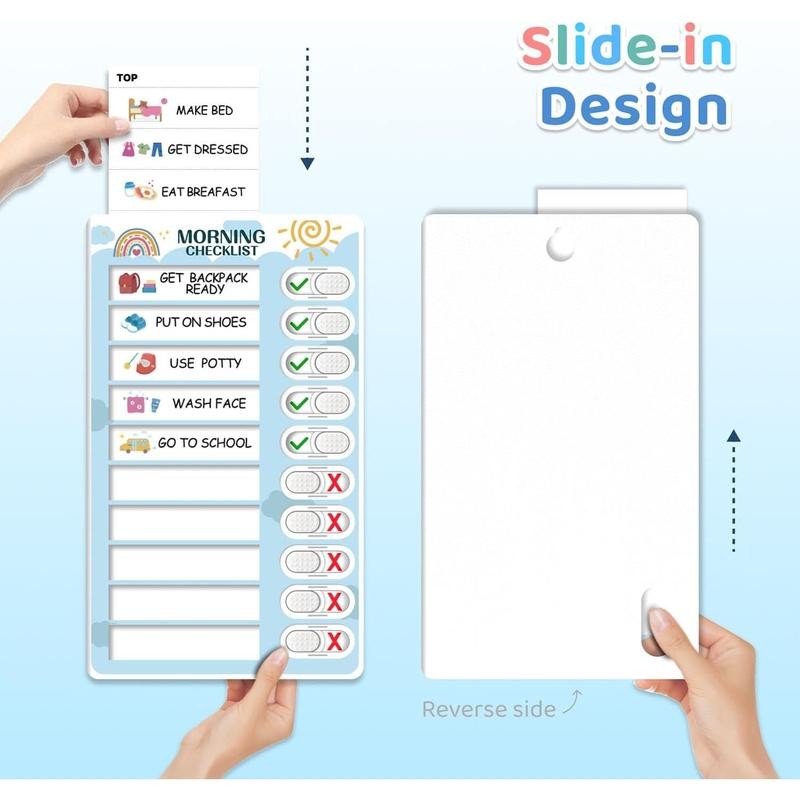 2 in 1 Bedtime/Morning Routine Chart for Kids Toddlers Magnetic