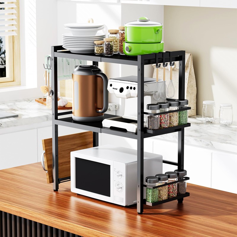 DOLALIKE Microwave Oven Rack, Expandable Microwave Stand Countertop Kitchen Utensils