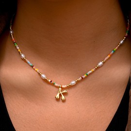 Ritach Initial Necklace for Girls - Letter S Necklace Colorful Initial Necklaces for Women Boho Beaded Necklaces for Women Summer Beach Jewelry