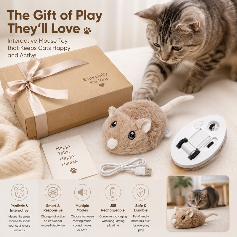 Electric Mouse Cat Toy for Indoor Play – Fast-Moving Plush