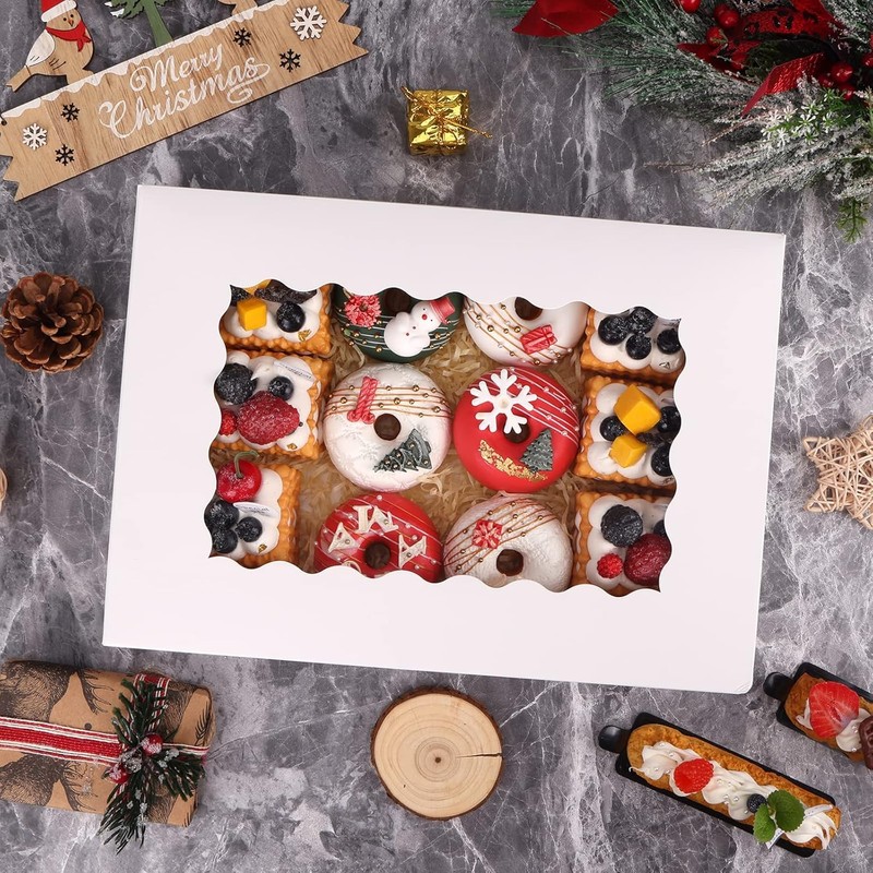 Cookie Boxes, 10Pcs Dessert Boxes with Clear Window 12" x