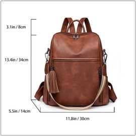 MEIWENMI 55211 Women's Bag Backpack Elegant Handbag Women Small Anti-Theft Backpack PU Leather Casual Daypack for Travel, brown