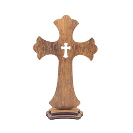 9 Inch 12 Pack Brown Wood Standing Crosses Wooden Tabletop Cross Rustic Cross for Baptism Centerpieces Home Church Decor Prayer Gifts