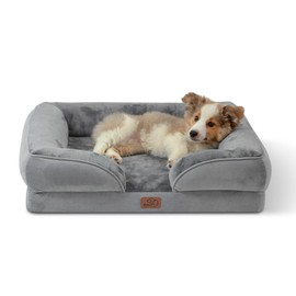 Bedsure Orthopedic Dog Bed Medium Size Dogs - Washable Medium Dog Cat Bed Waterproof, Comfort Pet Couch Sofa with Washable Removable Cover, Pets Bed with Nonskid Bottom, Grey, 28"