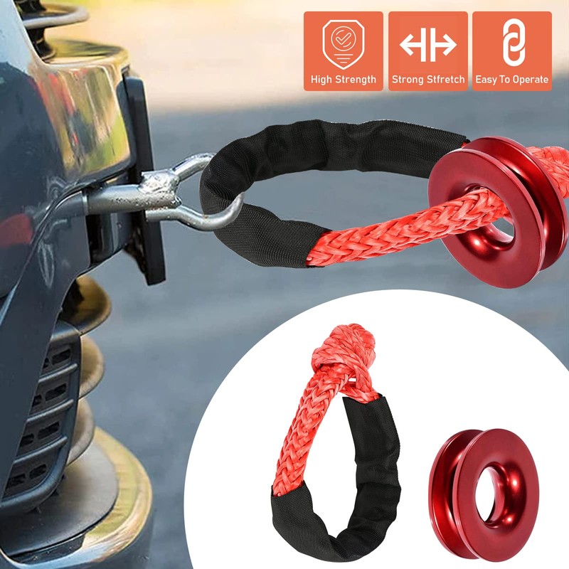 Shackle 1/2 Synthetic Shackle Winch Rope with Recovery Snaps, 41000