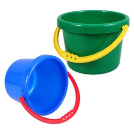Lurrose Beach Bucket Sand Play Bucket for Kids, Set of 2, Plastic, Durable, Sandbox Set, Sea Bathing, Water Play, Sea Hunting, Outdoor Play (Blue & Green)
