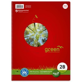 Ursus Green 608590028 LIN28 Notepad A4, 70g/qm, 160 Sheets 5 mm Squared with Margin Line
