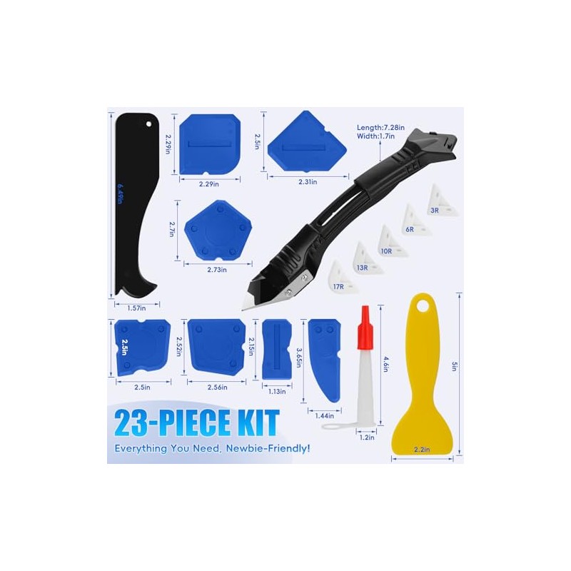 for 23-Piece Caulking Tool Kit, 3-in-1 Grout Removal Tool, Caulk