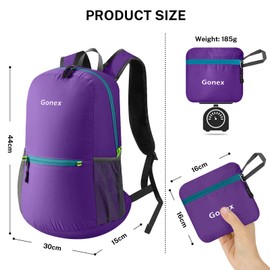 Gonex Ultra Lightweight Packable Backpack for Men and Women/Handy Foldable Camping Outdoor Travel Cycling School Air Travelling Carry on Backpacking + Ultralight and Handy