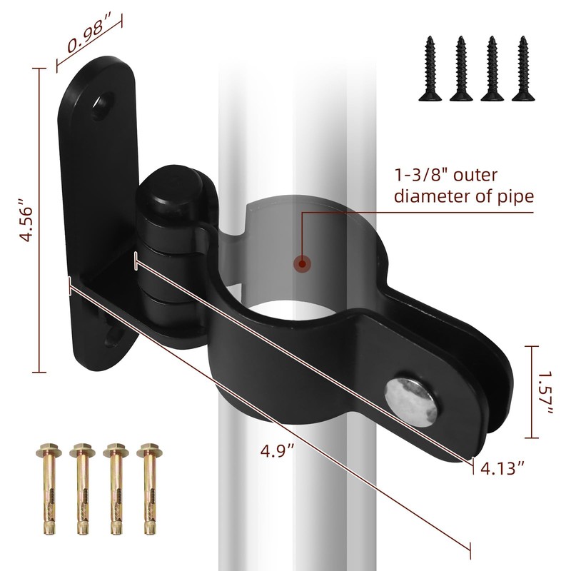 4Pack Wall Mount Gate Hinge, 1-3/8'' Pipe Gate Hinge Set