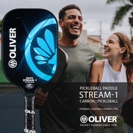 Pickleball Paddle Stream-1 Carbon - Carbon Fiber Surface with Oliver Meta Carbon Technology, 0.5" Polypropylene Honeycomb Core, USAPA Approved - Maximum Control, Power, Spin, and Performance