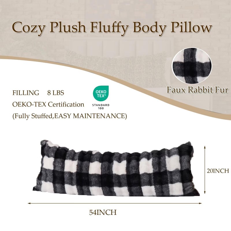 Cozy Plush Fluffy Body Pillow,Full Body Pillows for Adults,20X54 Inches